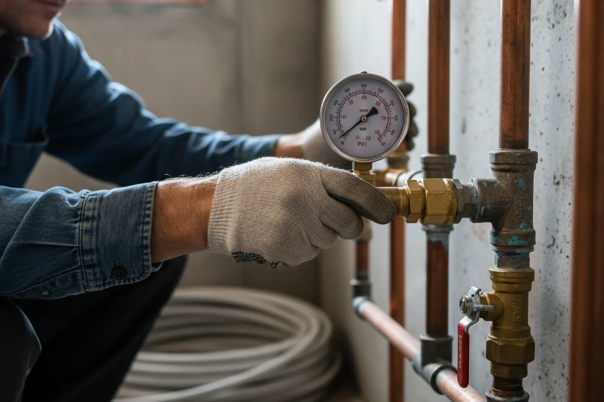 Pressure testing a repaired line during Water Line Repair in Harrisburg
